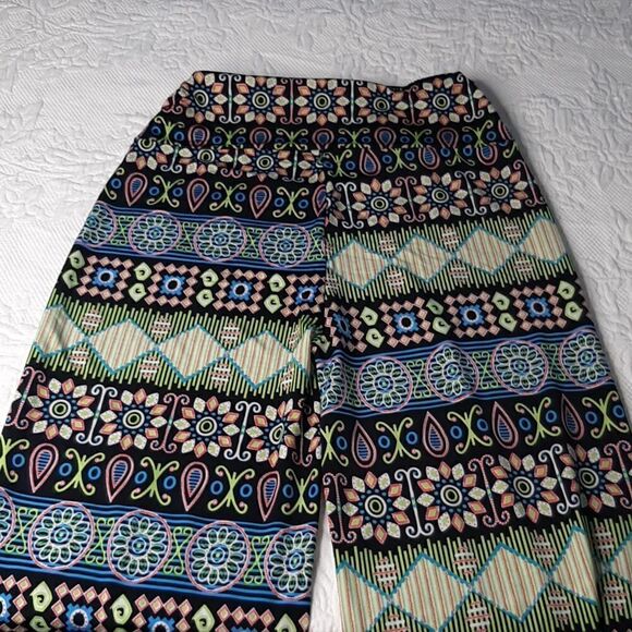 Colorful Flowy Wide Leg Multi-Print Pants - Picture 4 of 7